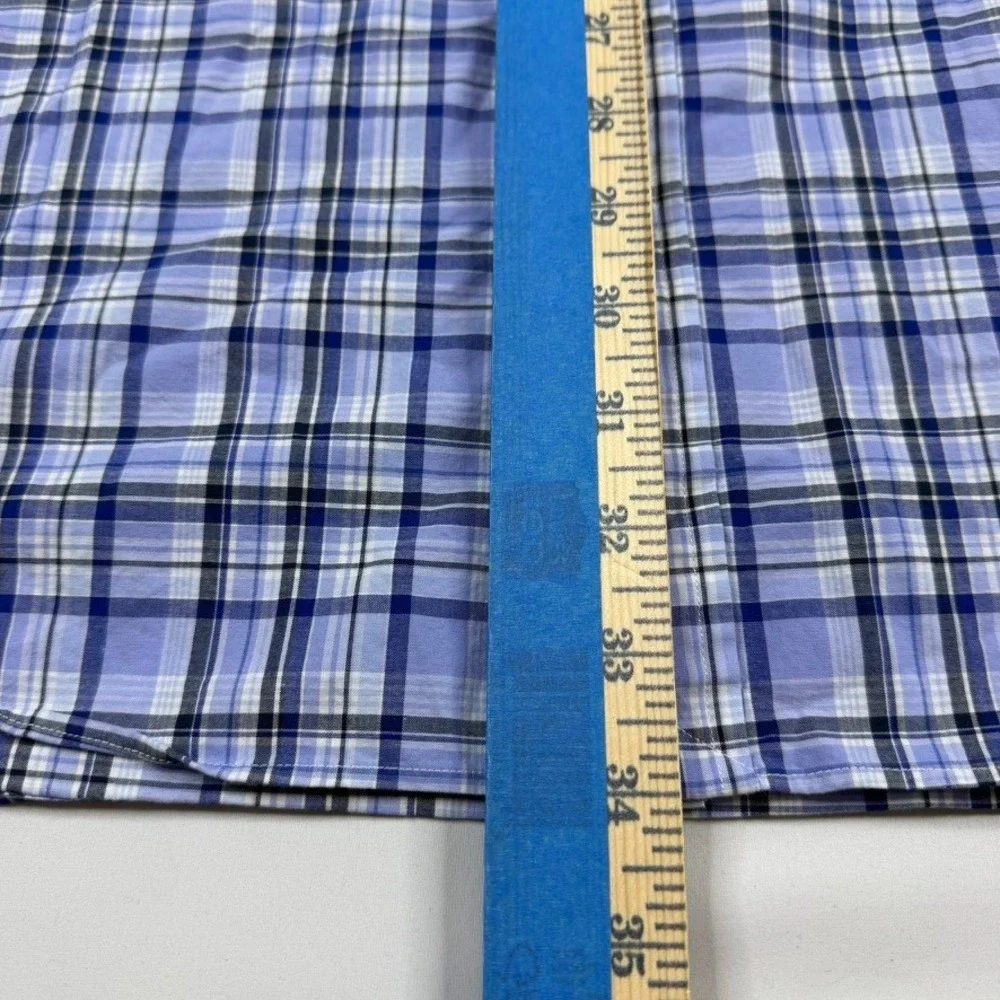 Polo Ralph Lauren Button Down Mens 3XB Blue Plaid Stretch Long Sleeve Pony Logo